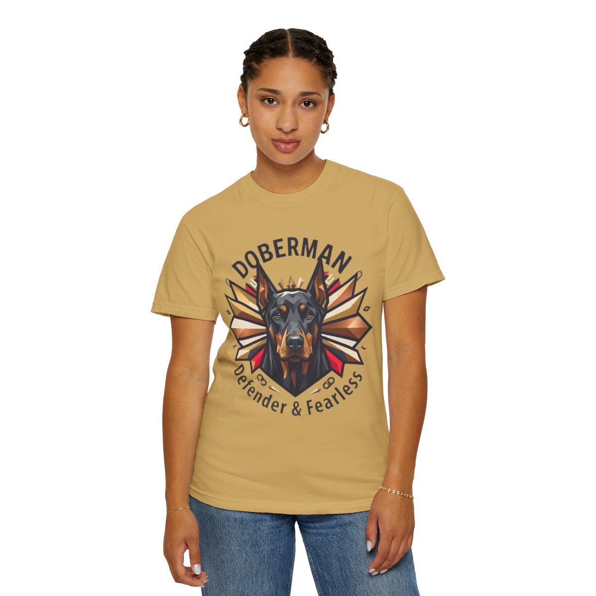 Color: Mustard | Doberman Defender Unisex Garment-Dyed Tee