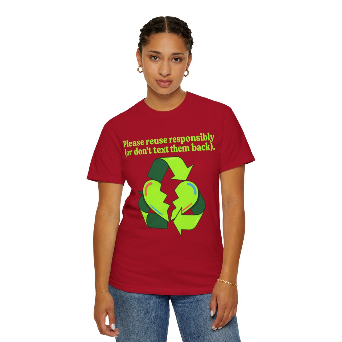 Color: Red | Don't Text Them Back Unisex Garment-Dyed Tee