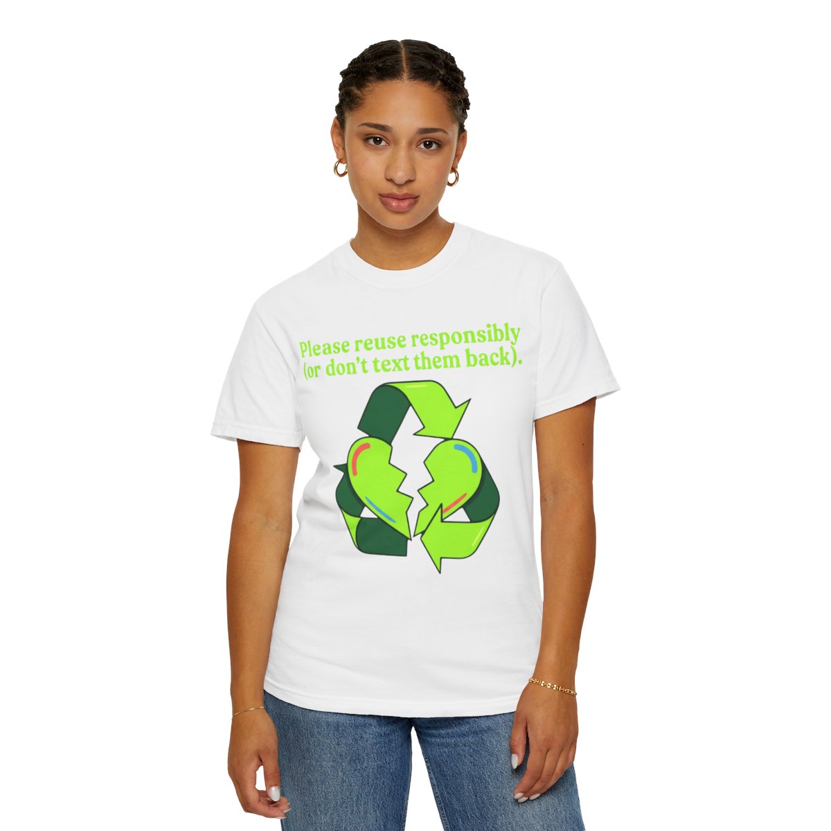 Color: White | Don't Text Them Back Unisex Garment-Dyed Tee
