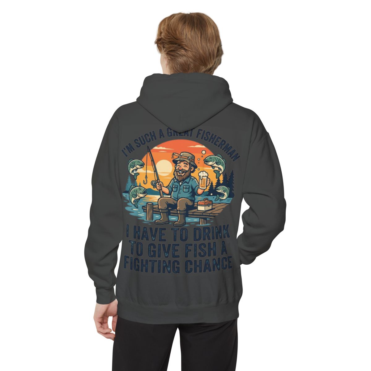 Color: Pepper | Drink to Give Fish a Fighting Chance Garment-Dyed Hoodie