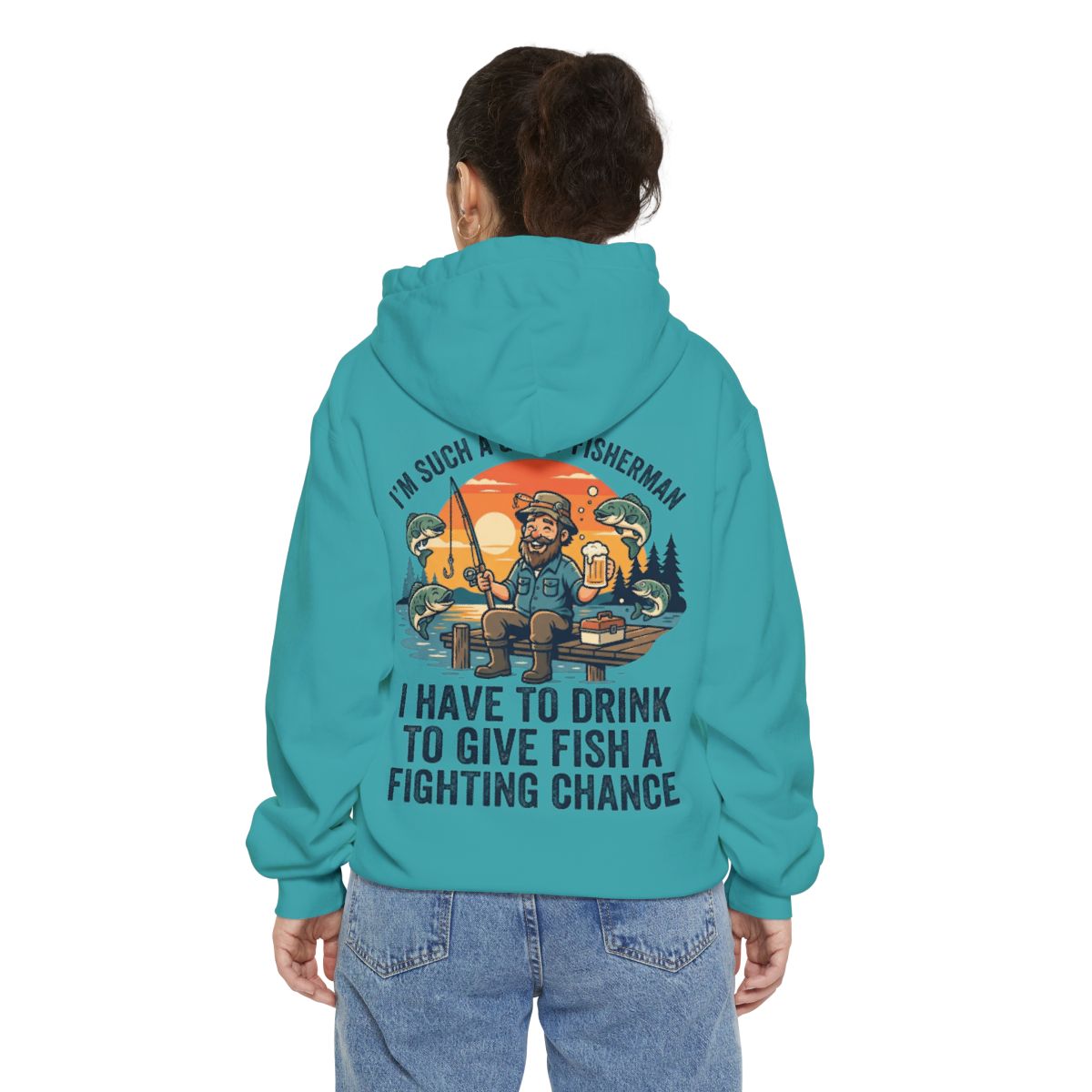 Color: Seafoam | Drink to Give Fish a Fighting Chance Garment-Dyed Hoodie