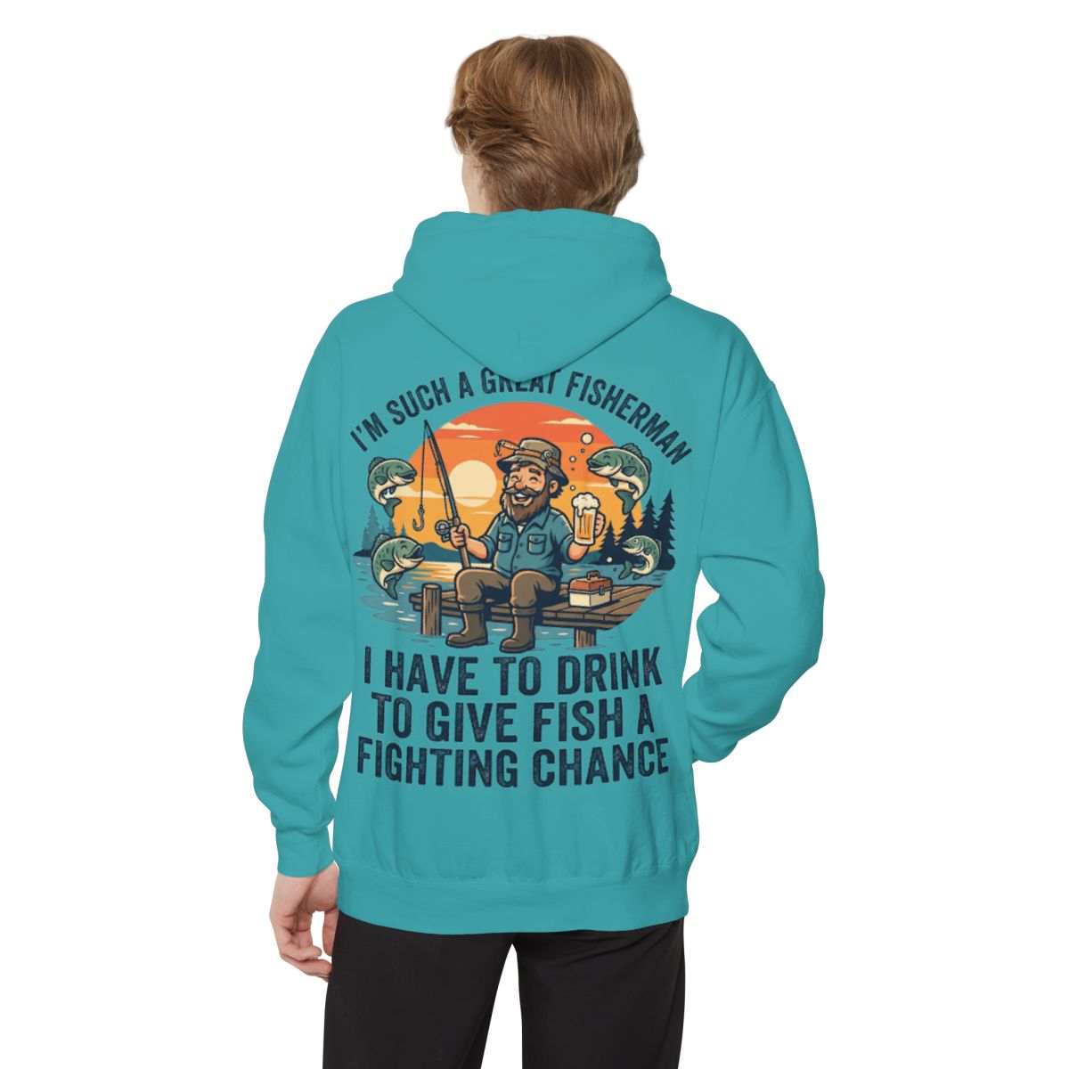 Color: Seafoam | Drink to Give Fish a Fighting Chance Garment-Dyed Hoodie