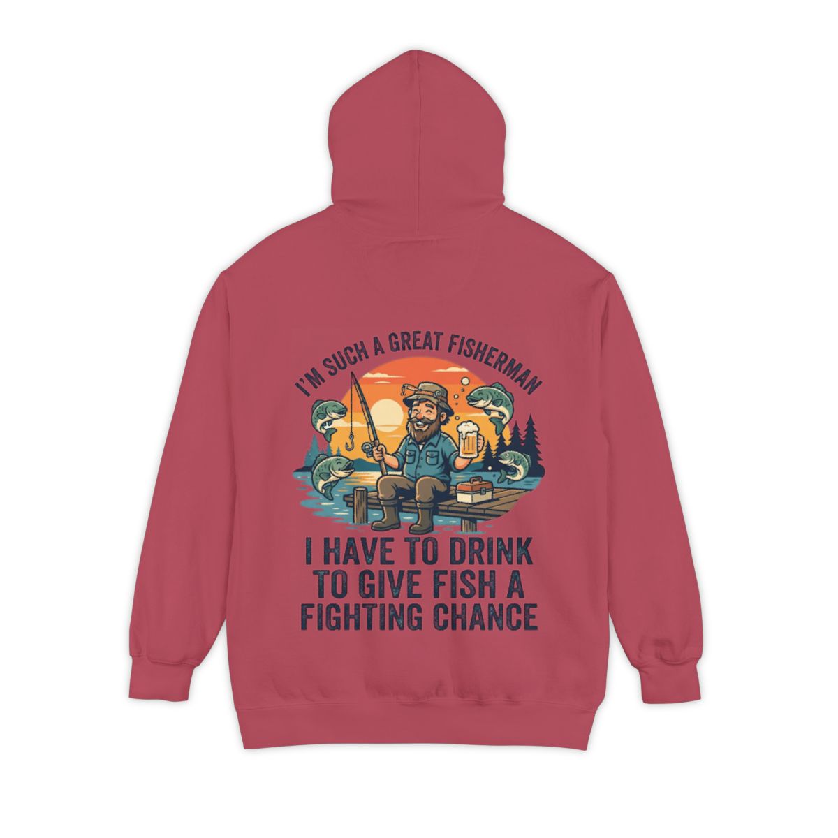 Color: Crimson | Drink to Give Fish a Fighting Chance Garment-Dyed Hoodie