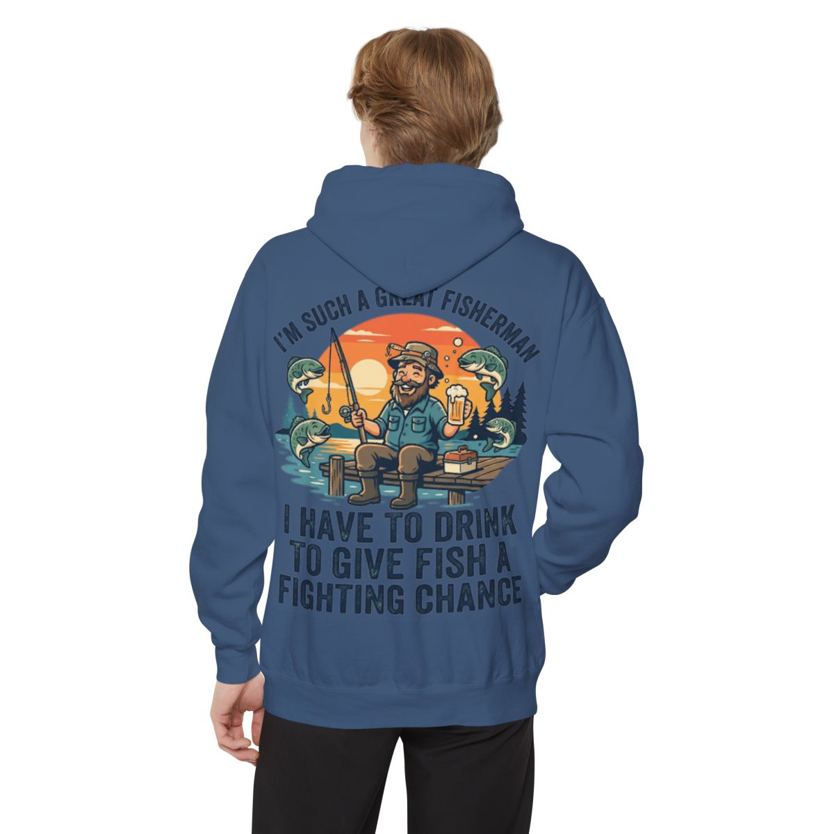 Color: True Navy | Drink to Give Fish a Fighting Chance Garment-Dyed Hoodie