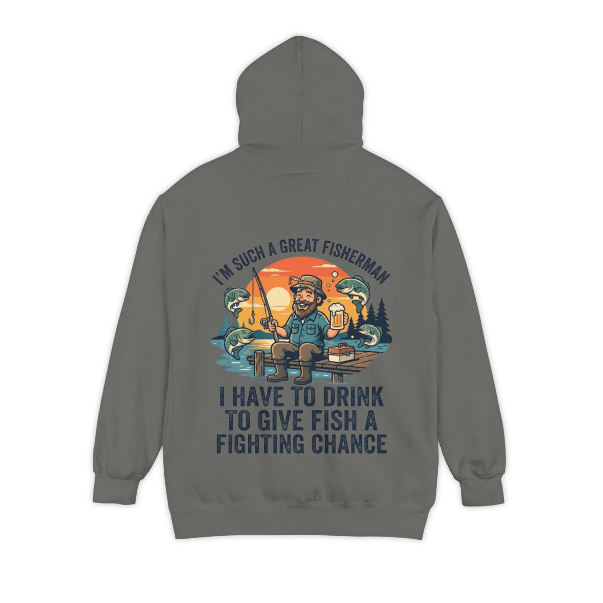 Color: Grey | Drink to Give Fish a Fighting Chance Garment-Dyed Hoodie