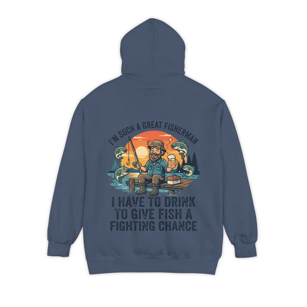 Color: Denim | Drink to Give Fish a Fighting Chance Garment-Dyed Hoodie
