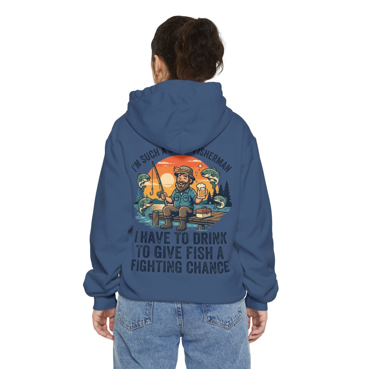 Color: True Navy | Drink to Give Fish a Fighting Chance Garment-Dyed Hoodie
