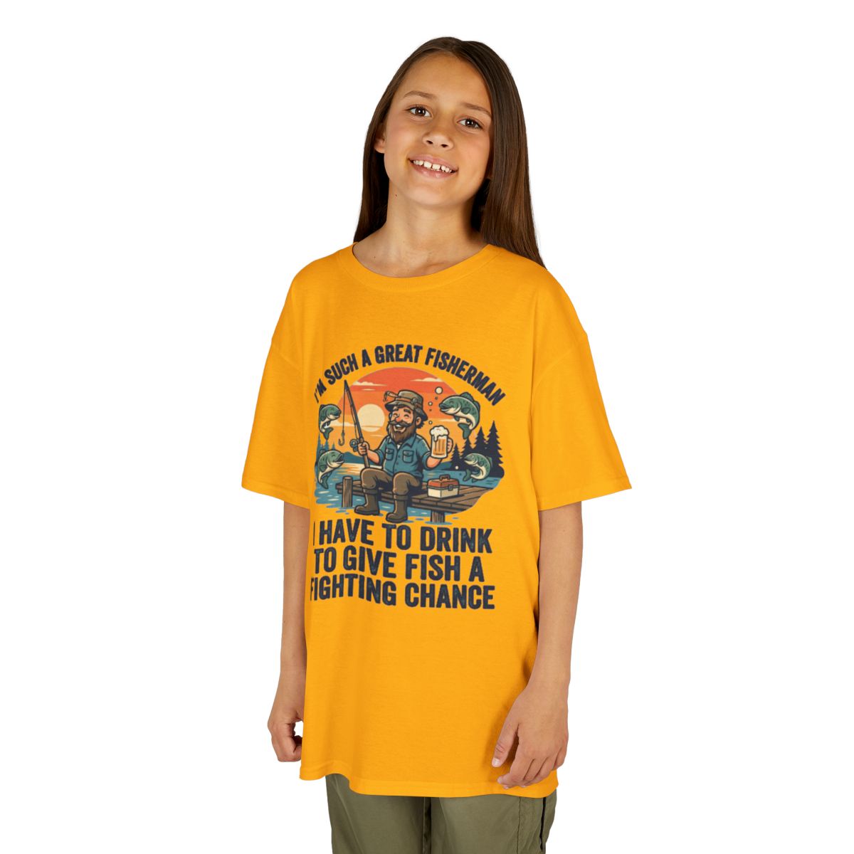 Color: Gold | Drink to Give Fish a Fighting Chance Kids Tee