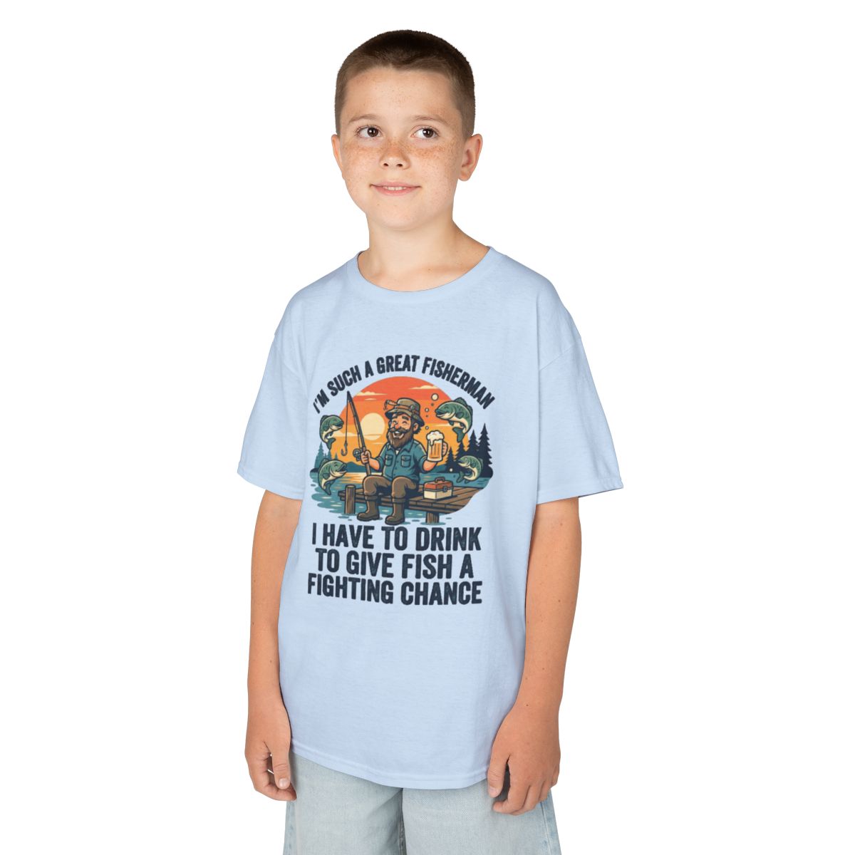 Color: Light Blue | Drink to Give Fish a Fighting Chance Kids Tee