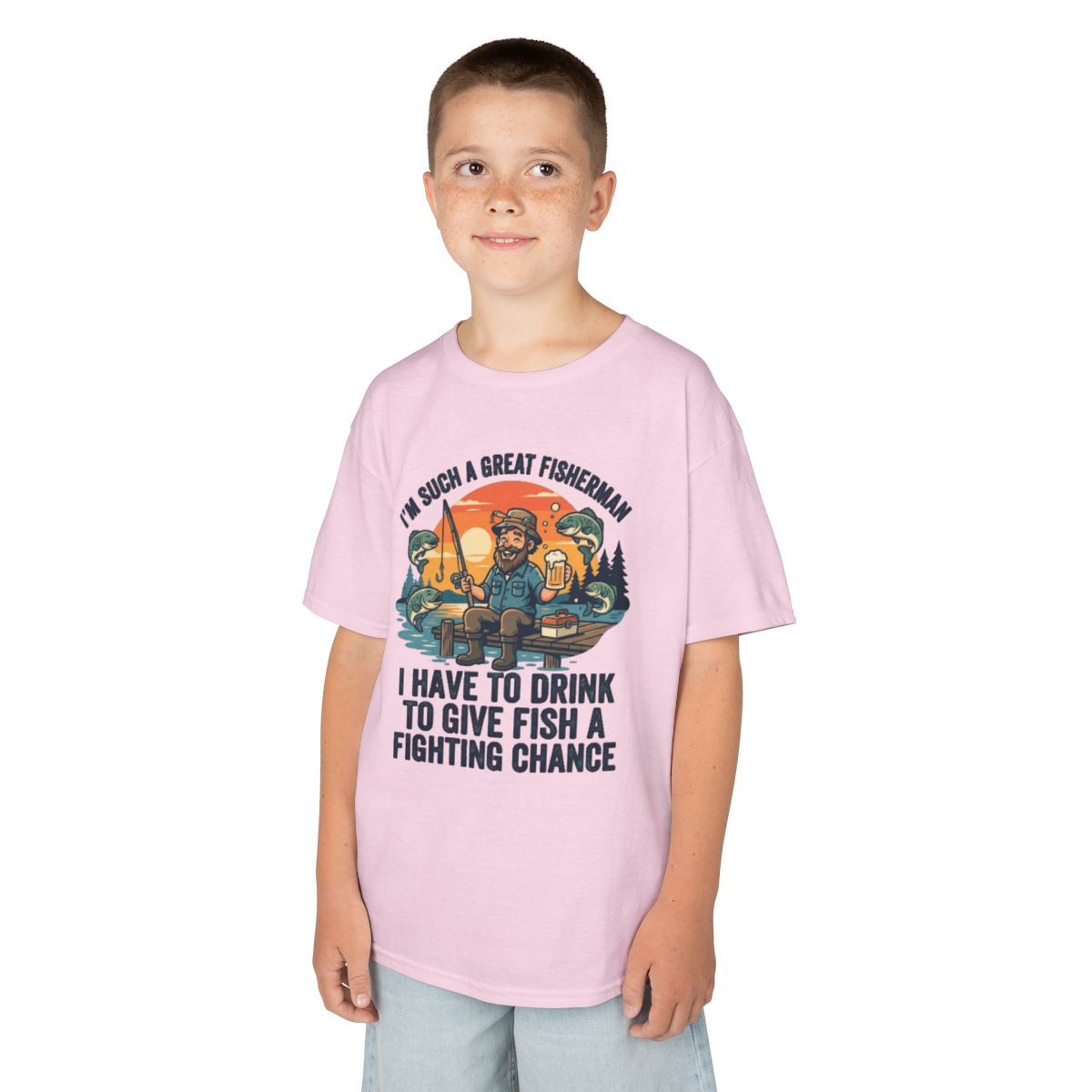 Color: Light Pink | Drink to Give Fish a Fighting Chance Kids Tee