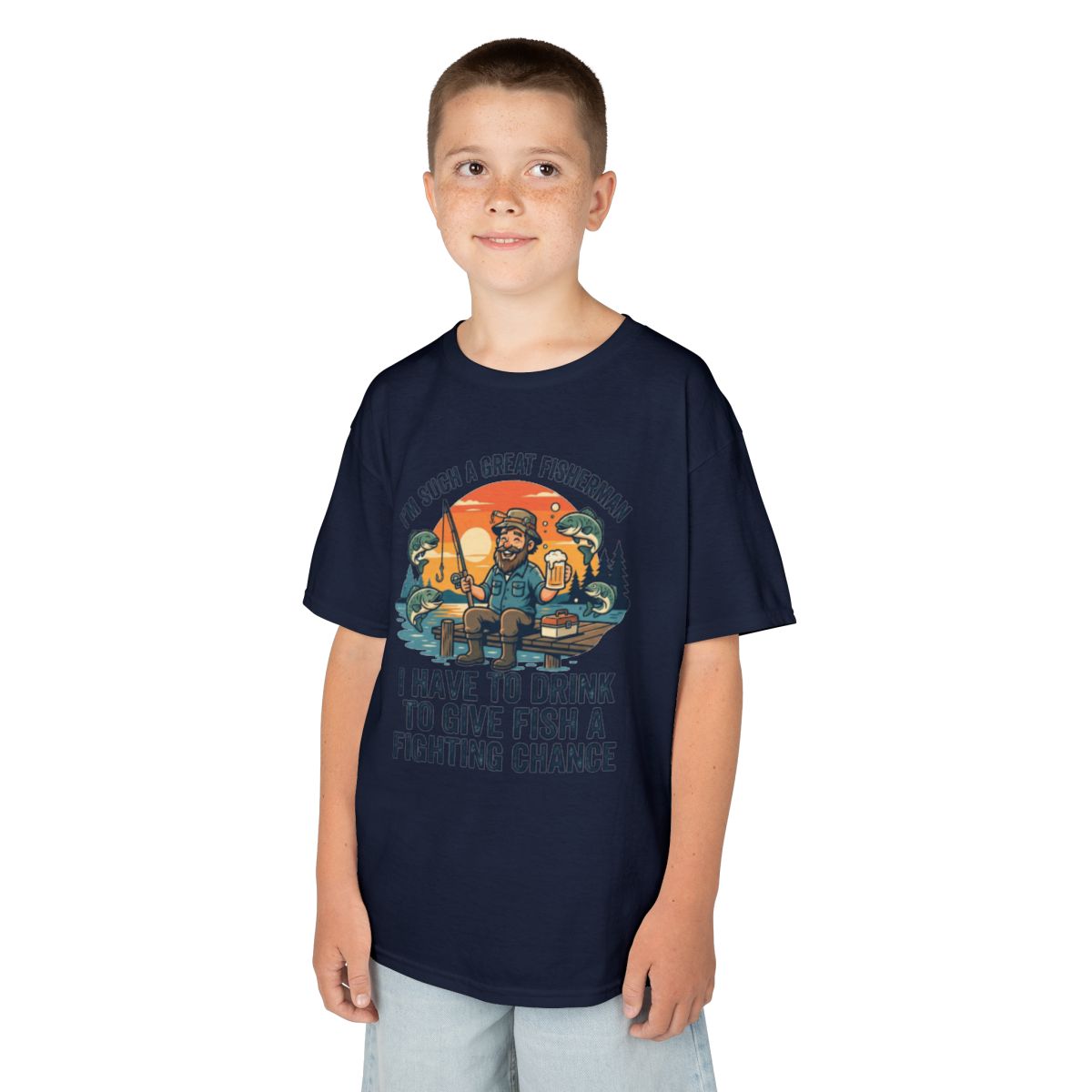 Color: Navy | Drink to Give Fish a Fighting Chance Kids Tee
