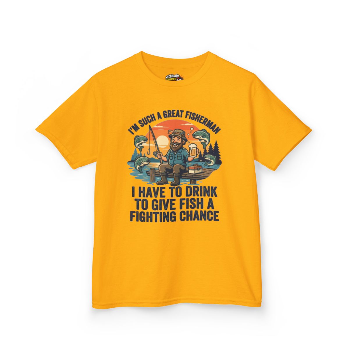 Color: Gold | Drink to Give Fish a Fighting Chance Kids Tee
