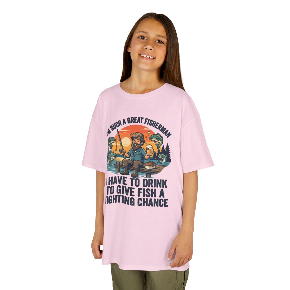 Color: Light Pink | Drink to Give Fish a Fighting Chance Kids Tee
