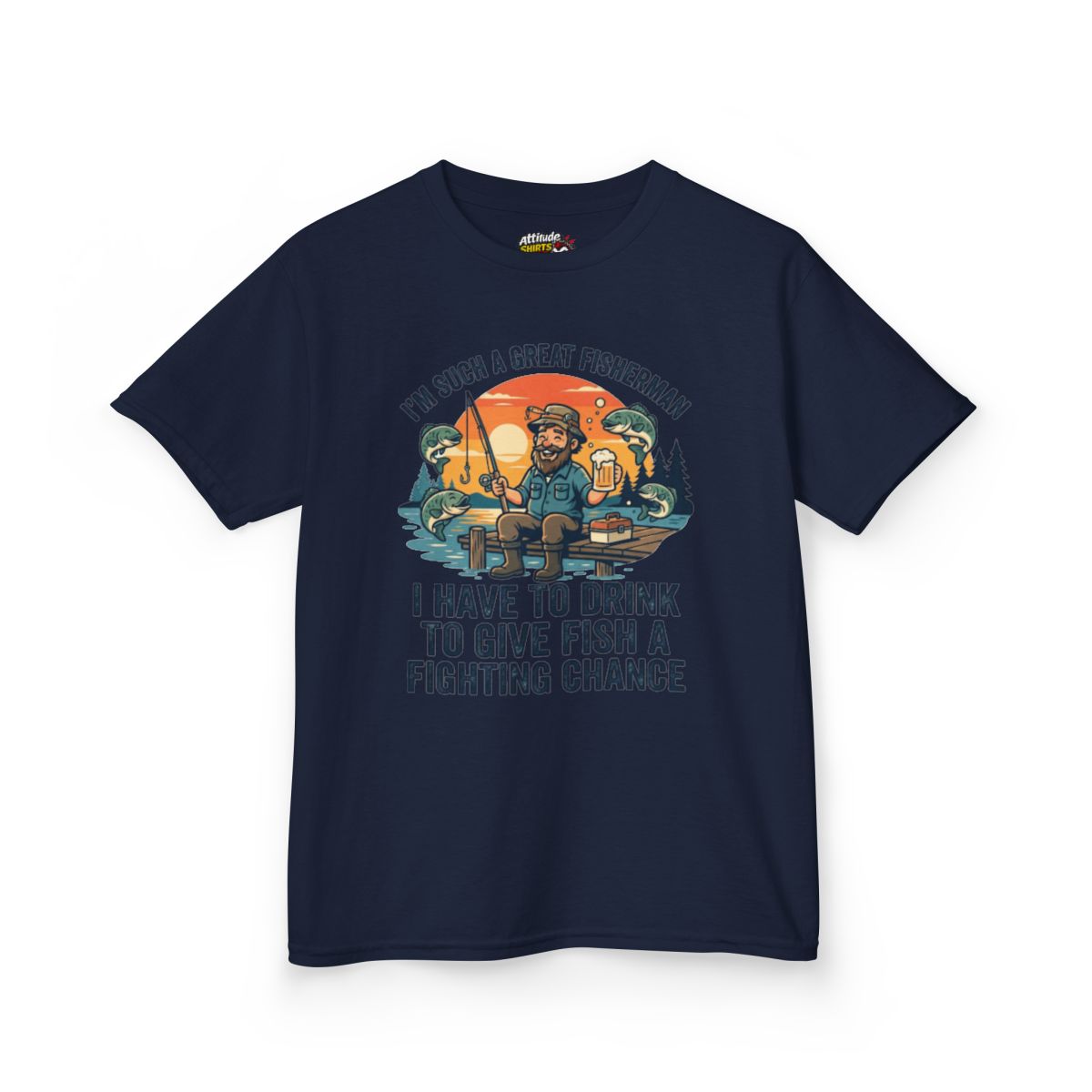 Color: Navy | Drink to Give Fish a Fighting Chance Kids Tee