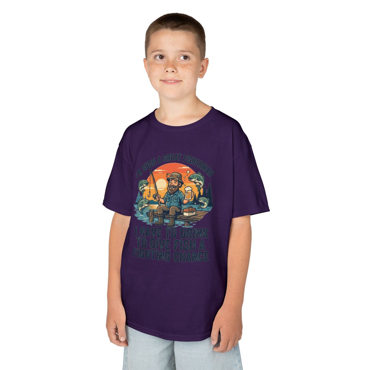 Color: Purple | Drink to Give Fish a Fighting Chance Kids Tee