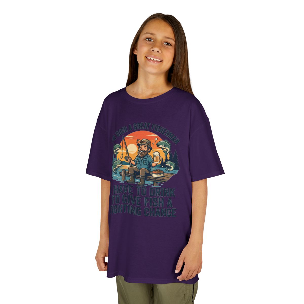 Color: Purple | Drink to Give Fish a Fighting Chance Kids Tee