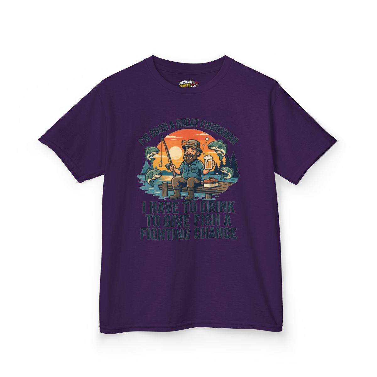 Color: Purple | Drink to Give Fish a Fighting Chance Kids Tee