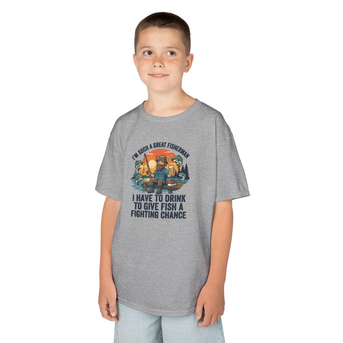 Color: Sport Grey | Drink to Give Fish a Fighting Chance Kids Tee