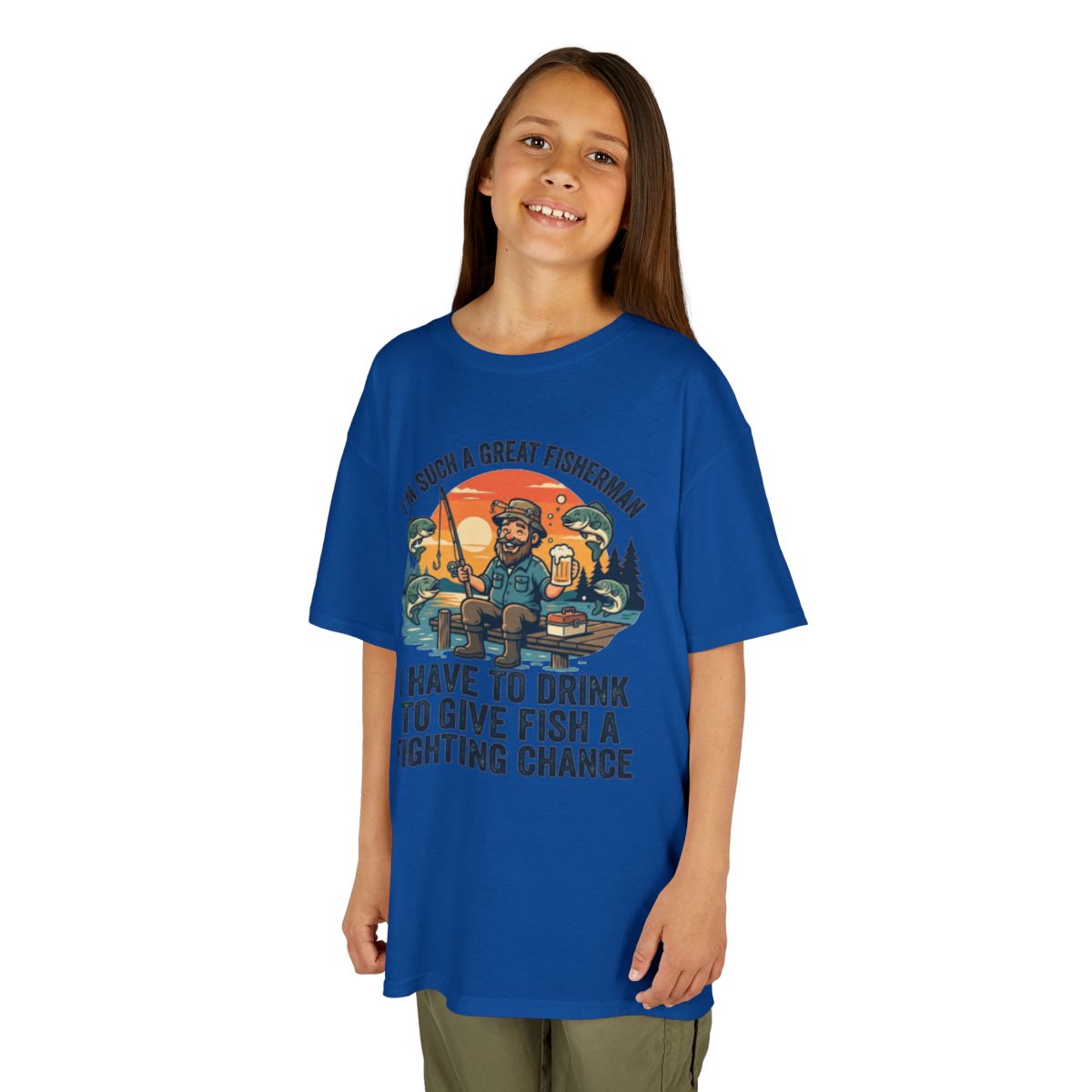 Color: Royal | Drink to Give Fish a Fighting Chance Kids Tee
