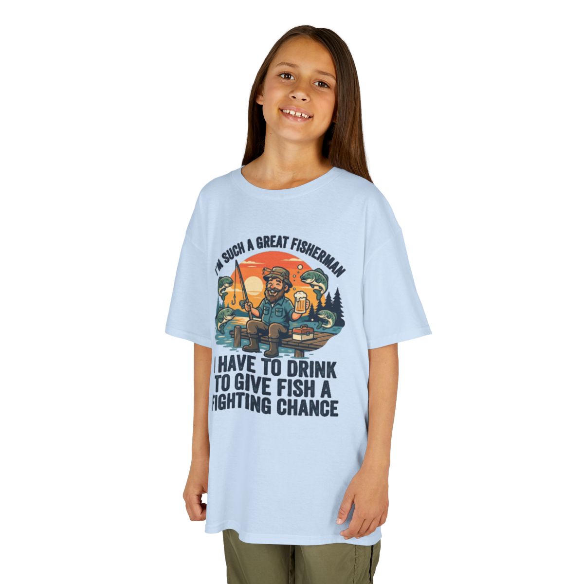 Color: Light Blue | Drink to Give Fish a Fighting Chance Kids Tee