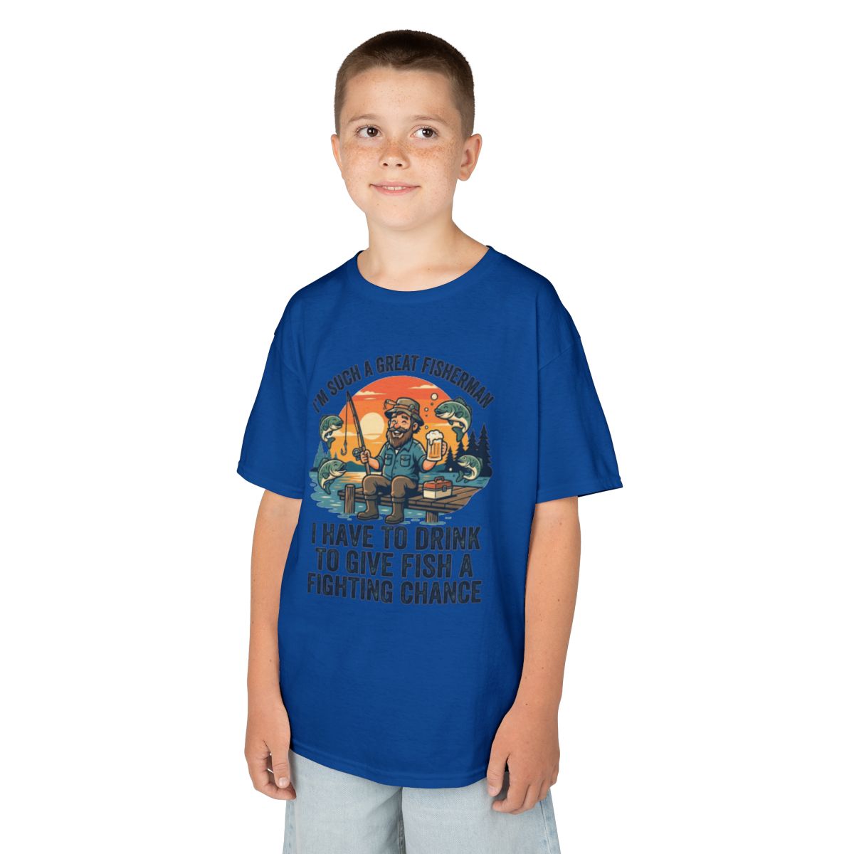Color: Royal | Drink to Give Fish a Fighting Chance Kids Tee