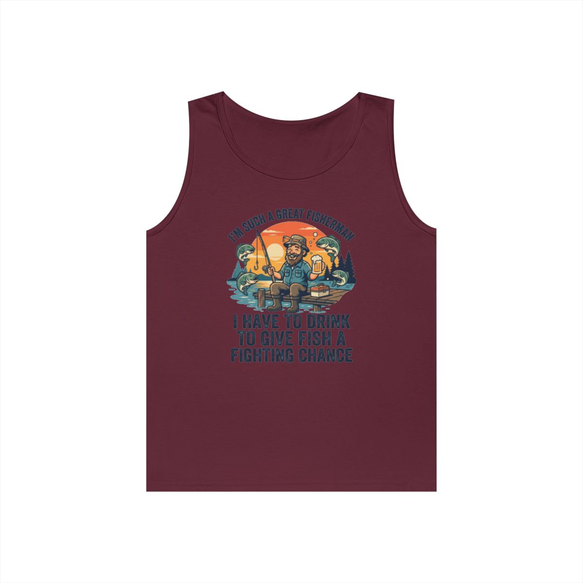 Color: Maroon | Drink to Give Fish a Fighting Chance Tank Top