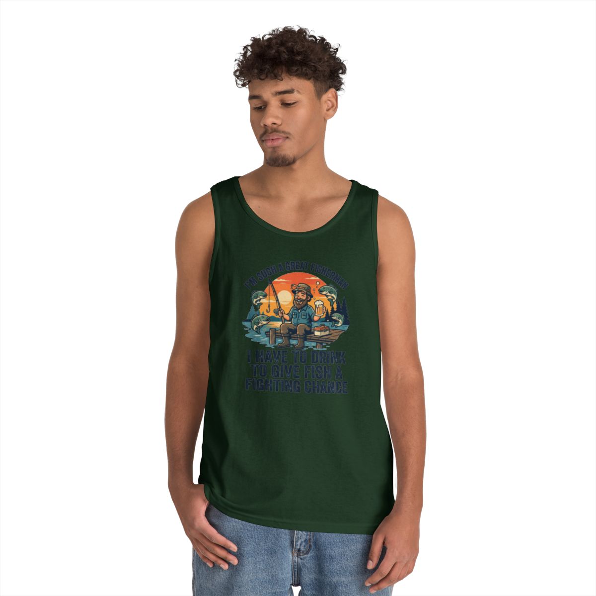 Color: Forest Green | Drink to Give Fish a Fighting Chance Tank Top