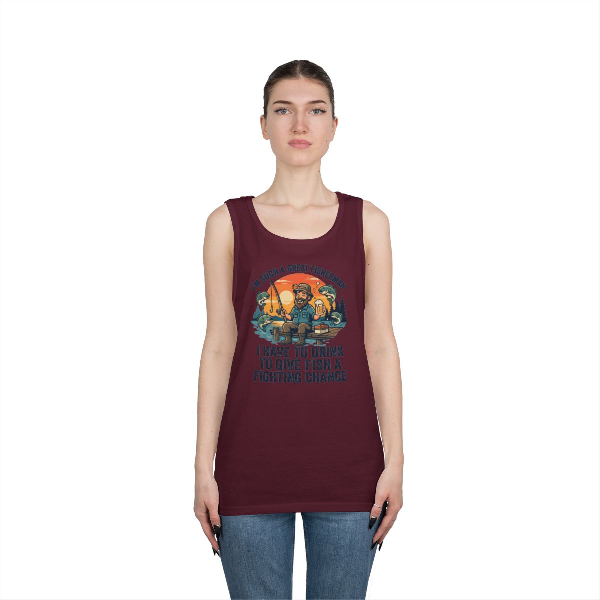 Color: Maroon | Drink to Give Fish a Fighting Chance Tank Top