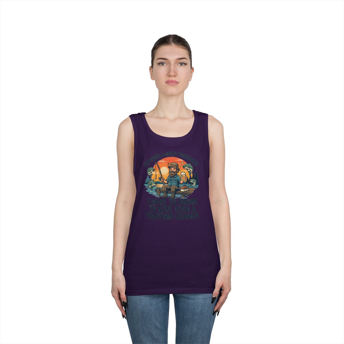 Color: Purple | Drink to Give Fish a Fighting Chance Tank Top