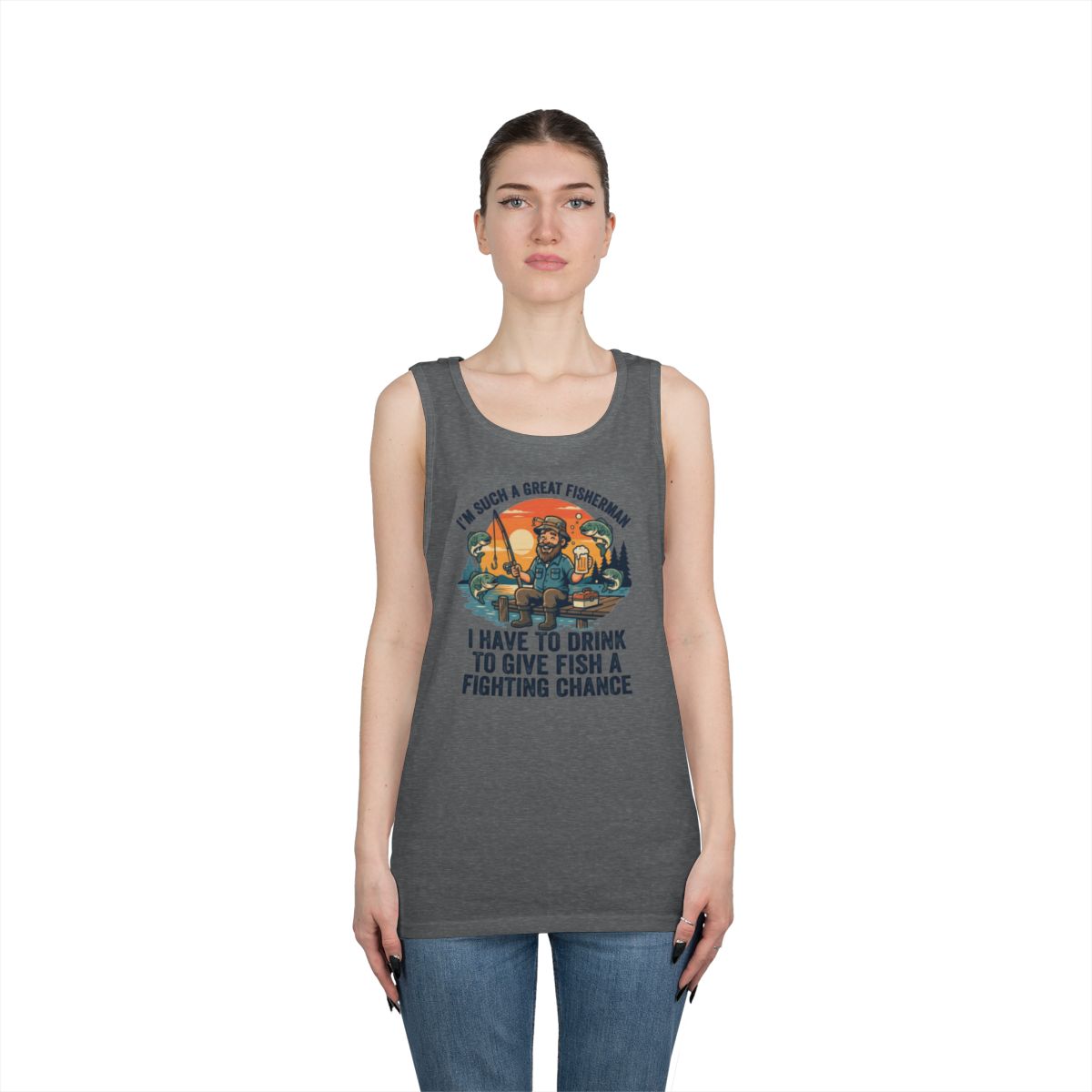 Color: Graphite Heather | Drink to Give Fish a Fighting Chance Tank Top