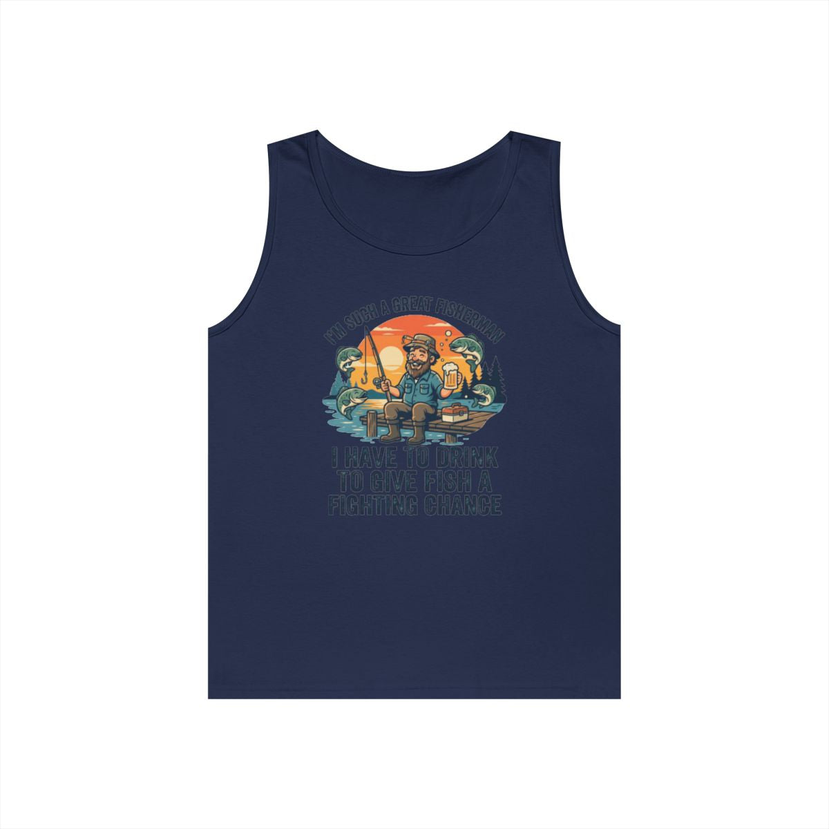Color: Navy | Drink to Give Fish a Fighting Chance Tank Top