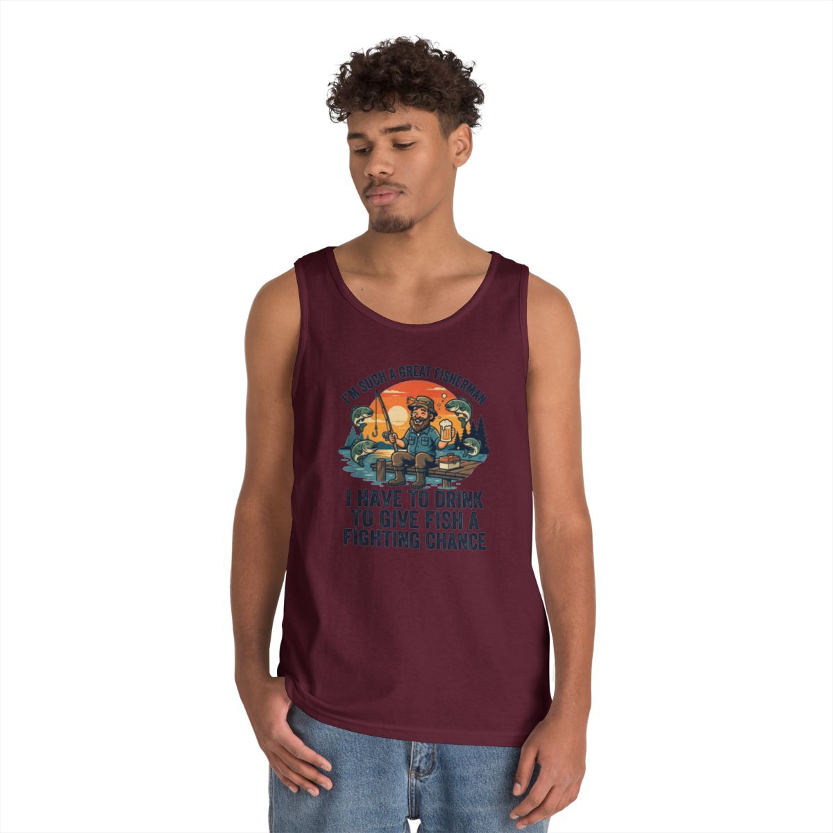 Color: Maroon | Drink to Give Fish a Fighting Chance Tank Top