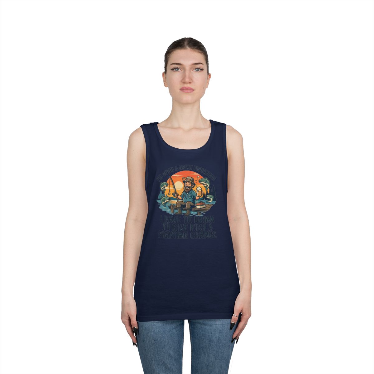 Color: Navy | Drink to Give Fish a Fighting Chance Tank Top