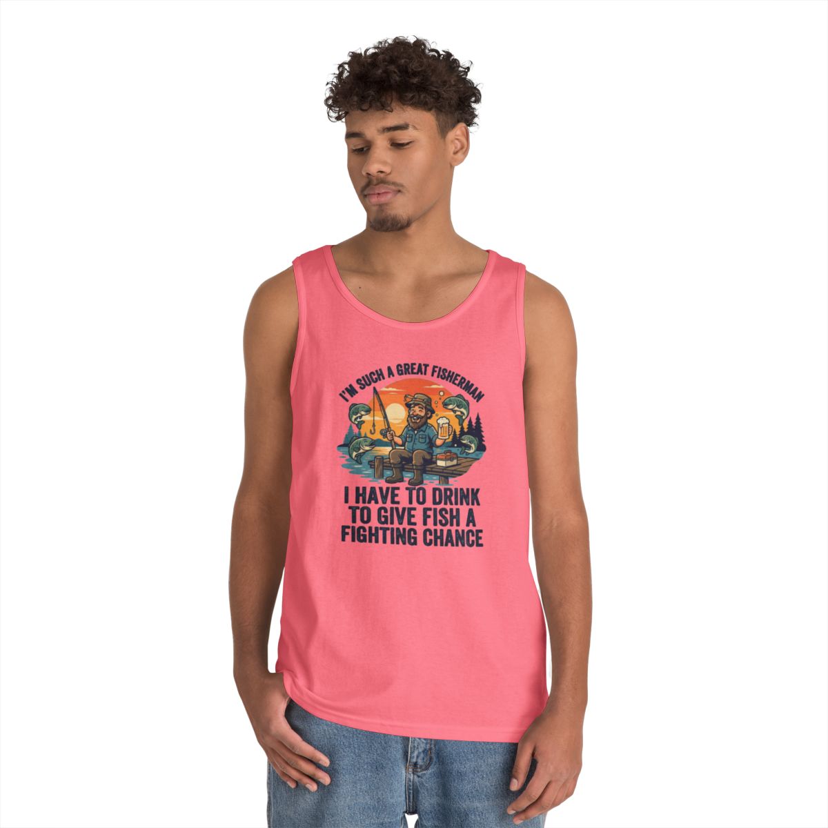 Color: Safety Pink | Drink to Give Fish a Fighting Chance Tank Top
