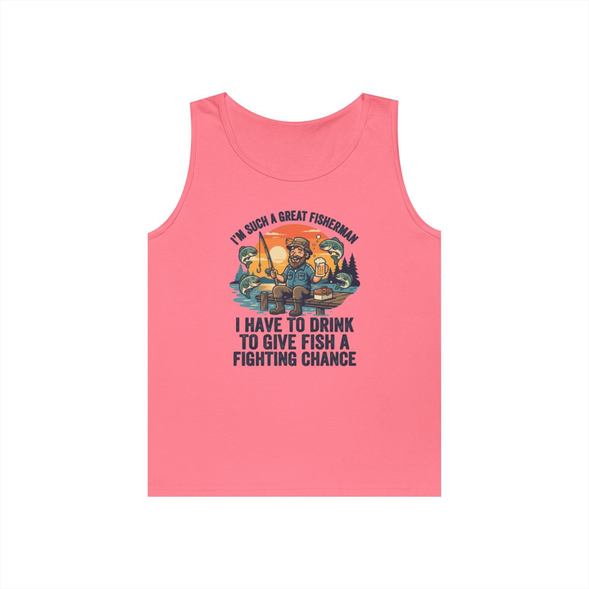 Color: Safety Pink | Drink to Give Fish a Fighting Chance Tank Top