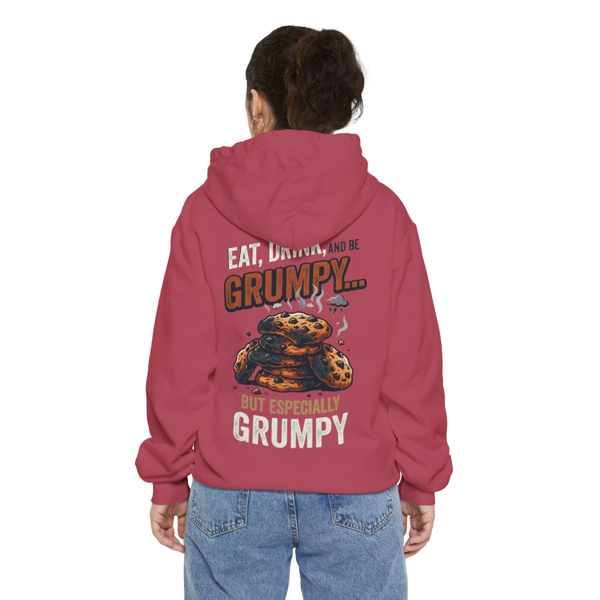 Color: Crimson | Eat Drink And Be Grumpy Garment-Dyed Hoodie