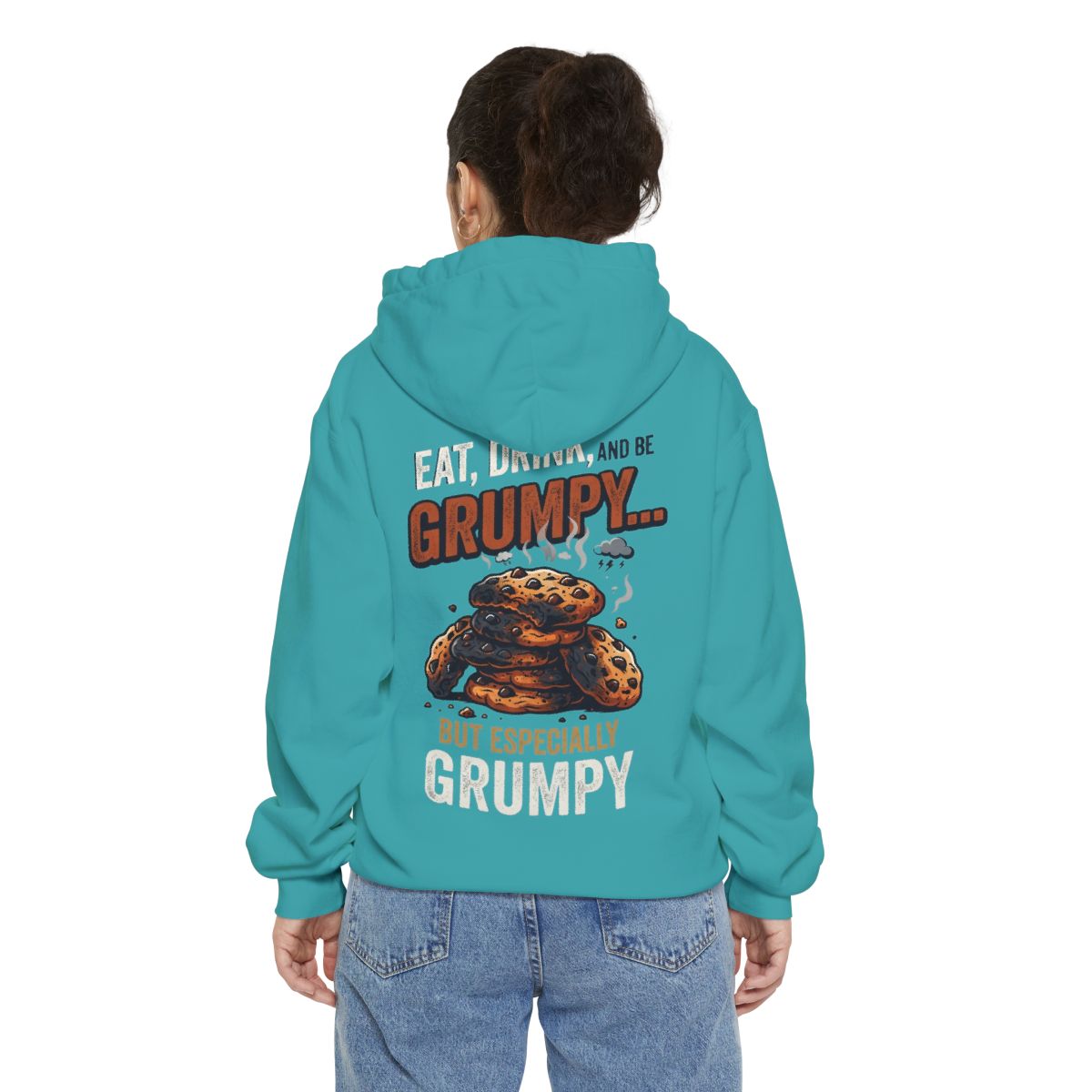 Color: Seafoam | Eat Drink And Be Grumpy Garment-Dyed Hoodie