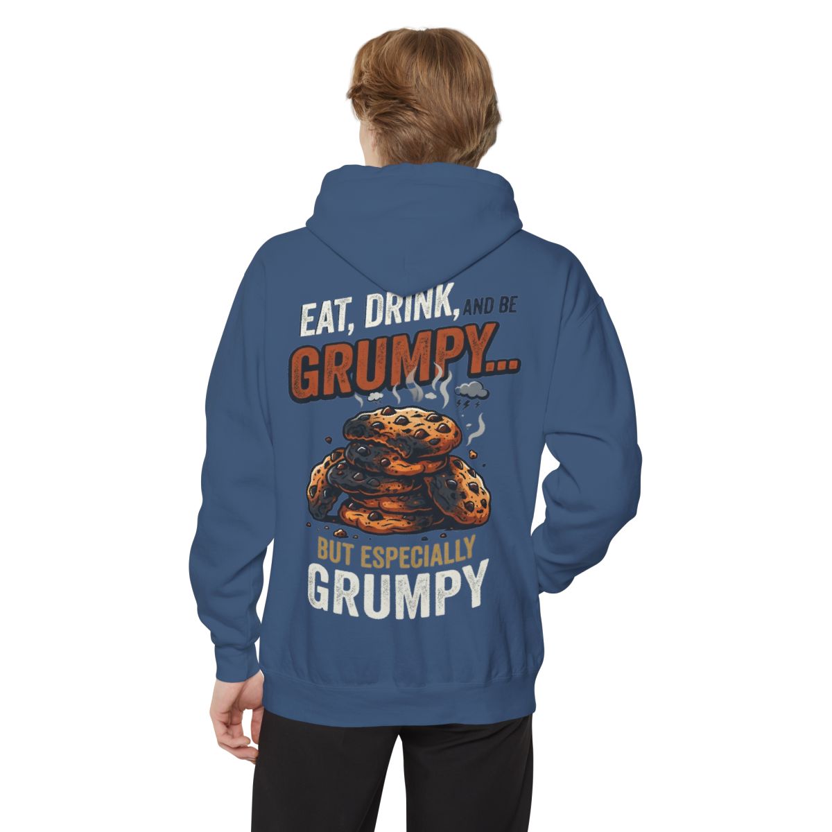 Color: True Navy | Eat Drink And Be Grumpy Garment-Dyed Hoodie
