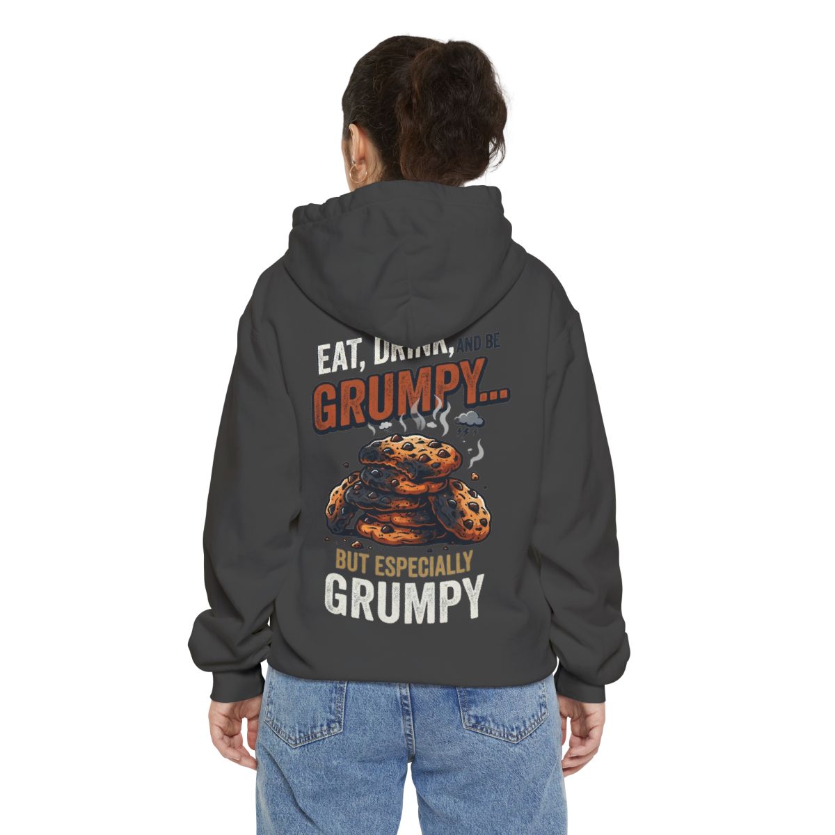 Color: Pepper | Eat Drink And Be Grumpy Garment-Dyed Hoodie