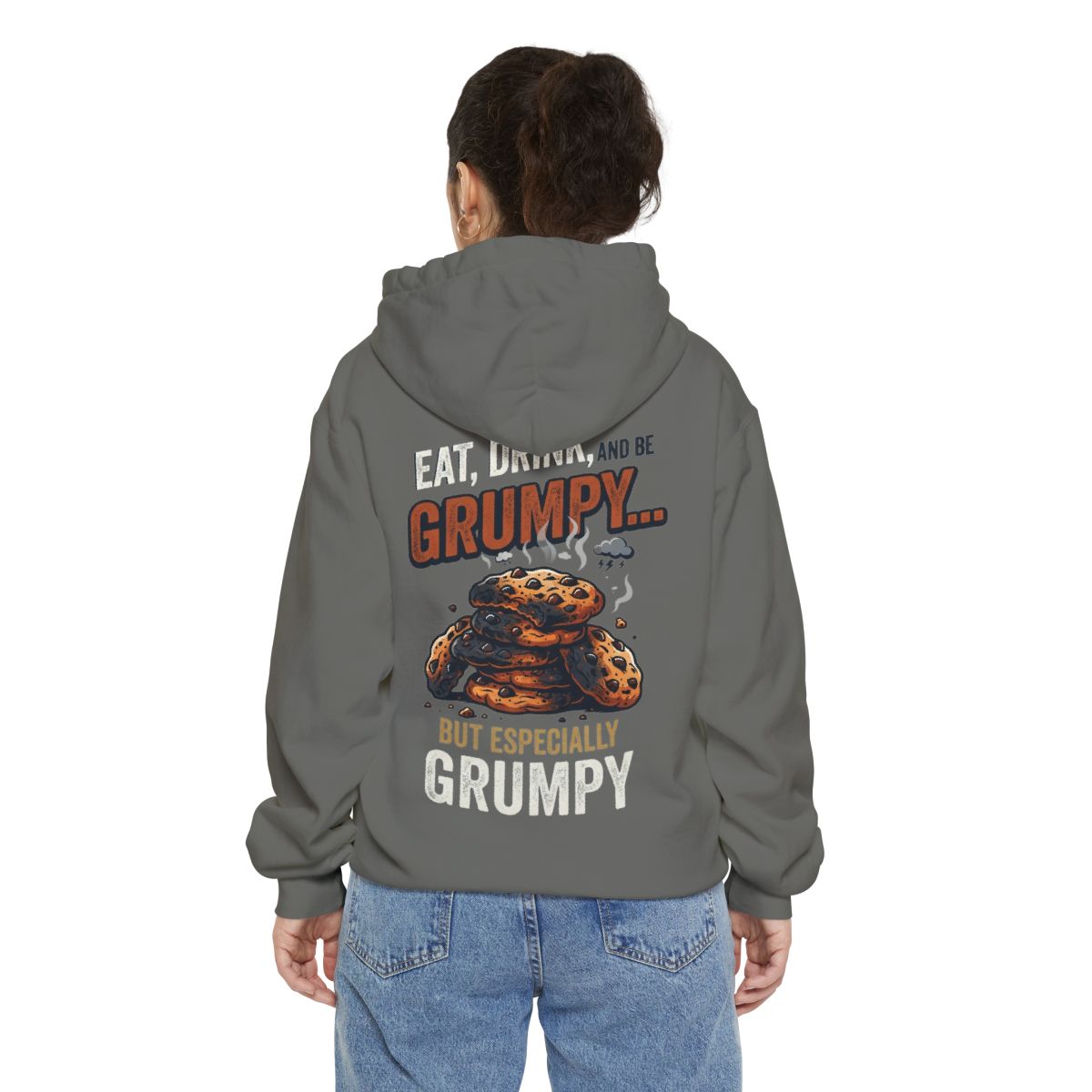 Color: Grey | Eat Drink And Be Grumpy Garment-Dyed Hoodie