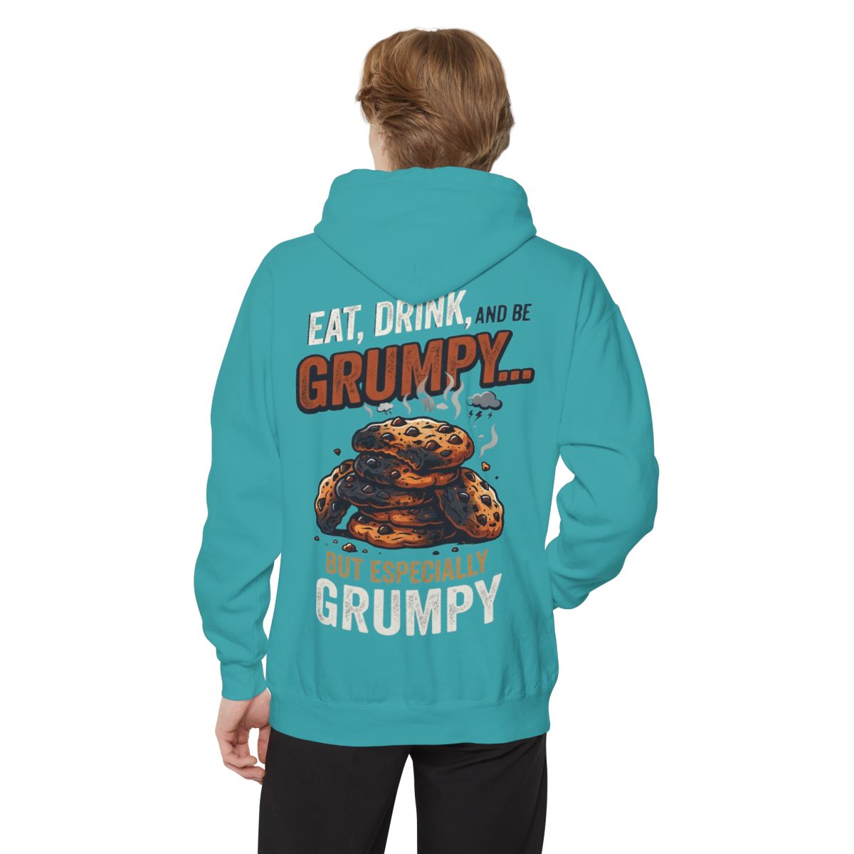 Color: Seafoam | Eat Drink And Be Grumpy Garment-Dyed Hoodie