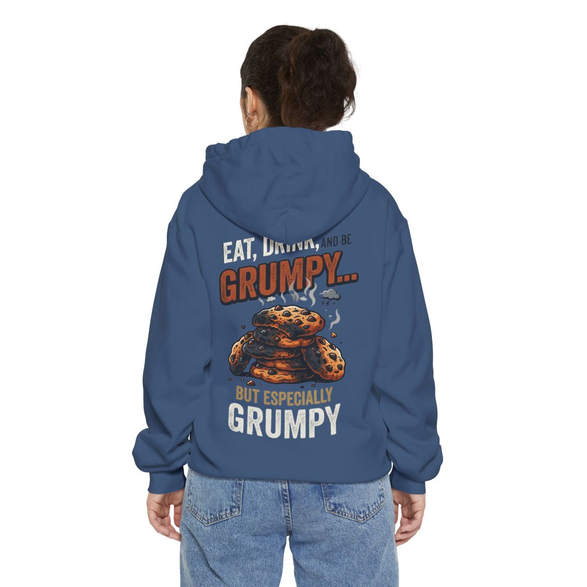 Color: True Navy | Eat Drink And Be Grumpy Garment-Dyed Hoodie