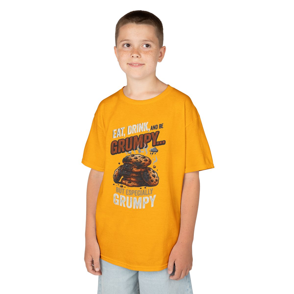 Color: Gold | Eat Drink And Be Grumpy Kids Tee