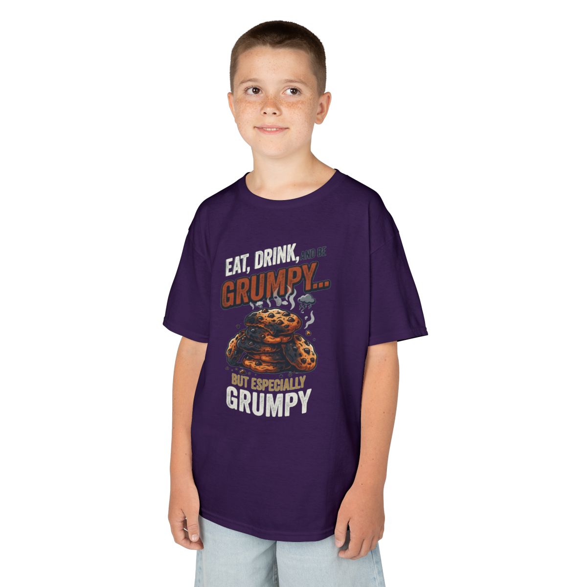 Color: Purple | Eat Drink And Be Grumpy Kids Tee