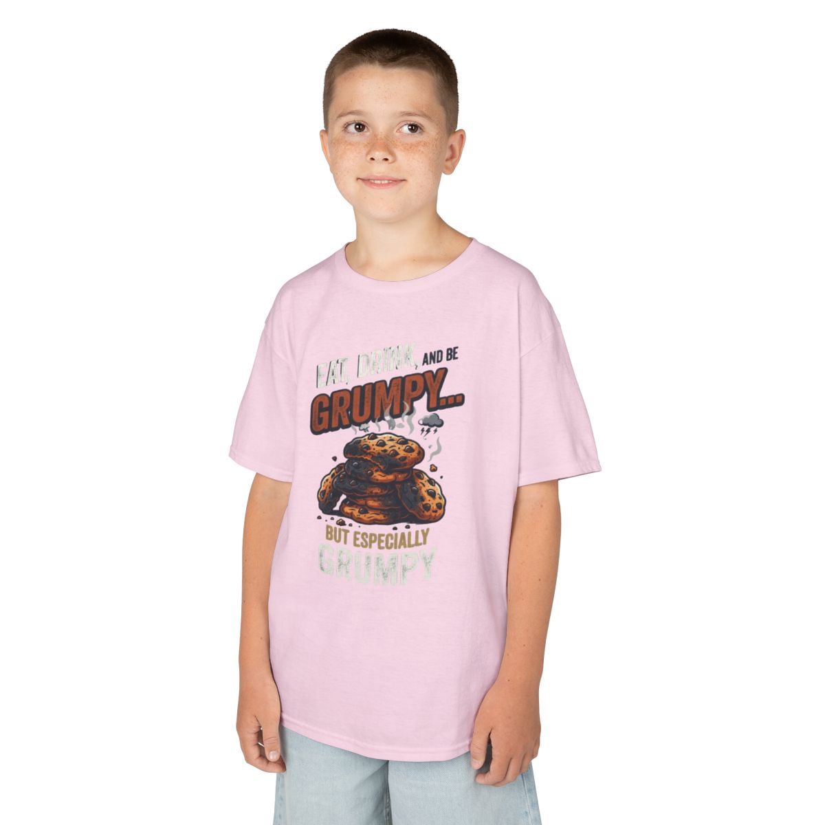 Color: Light Pink | Eat Drink And Be Grumpy Kids Tee
