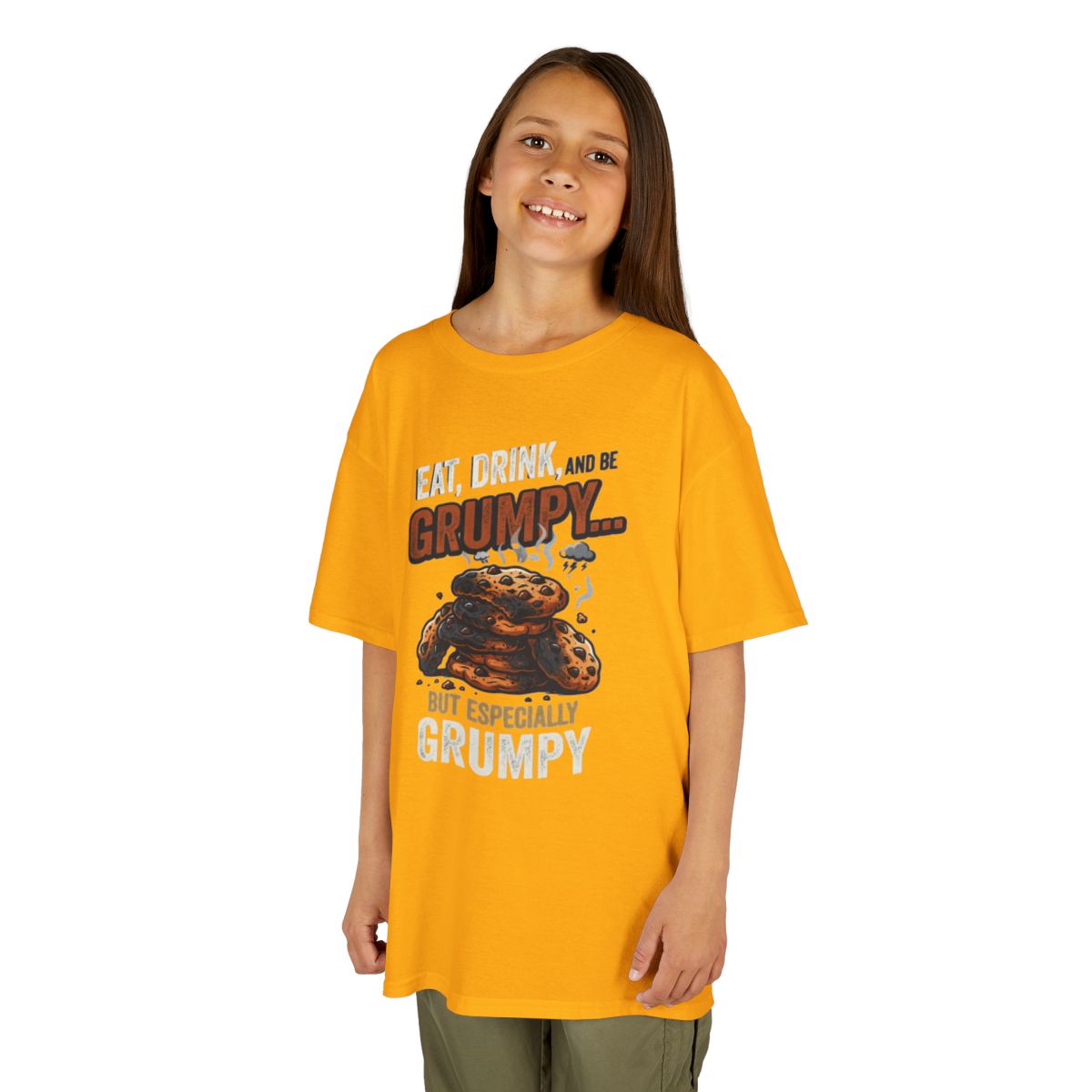 Color: Gold | Eat Drink And Be Grumpy Kids Tee
