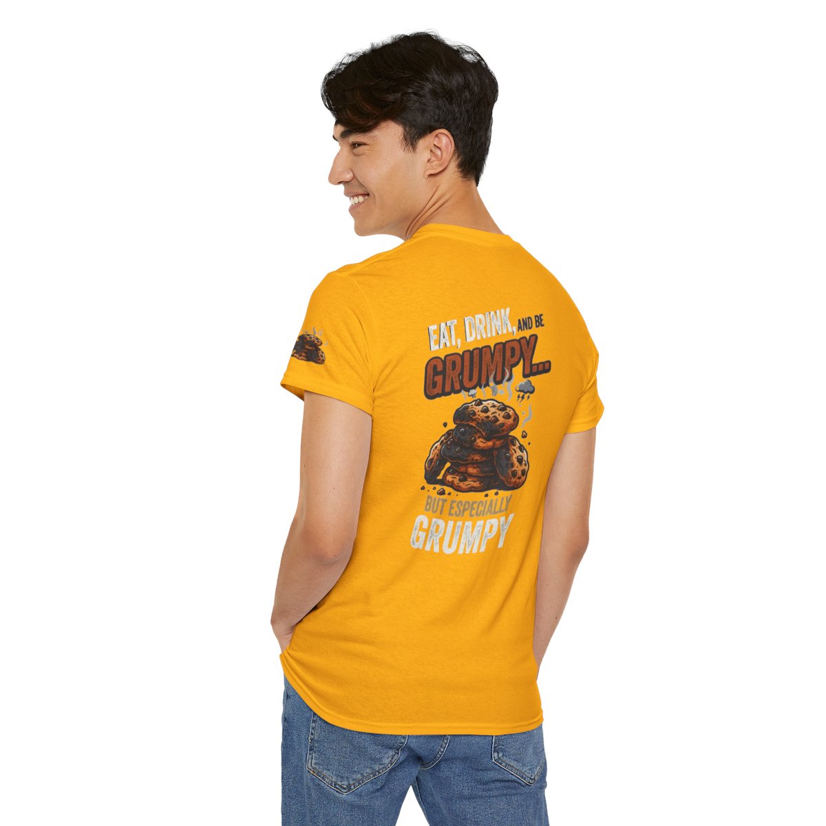 Color: Gold | Eat Drink And Be Grumpy Premium Graphic Tee
