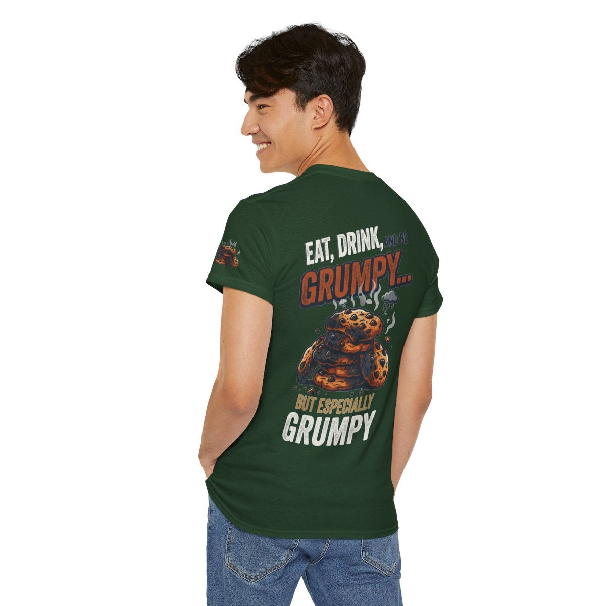 Color: Forest Green | Eat Drink And Be Grumpy Premium Graphic Tee