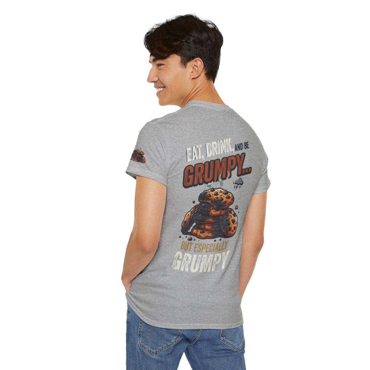 Color: Sport Grey | Eat Drink And Be Grumpy Premium Graphic Tee