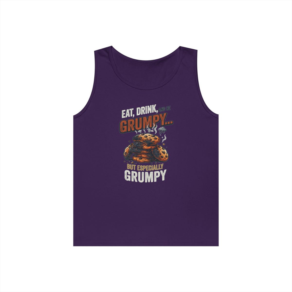 Color: Purple | Eat Drink And Be Grumpy Tank Top